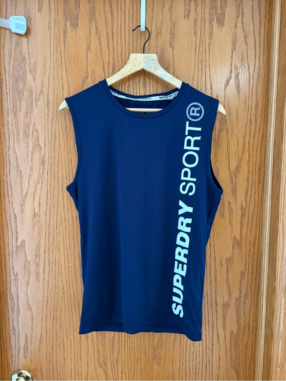 NWOT - Superdry Navy Sleeveless Athletic Tank with Vertical Logo